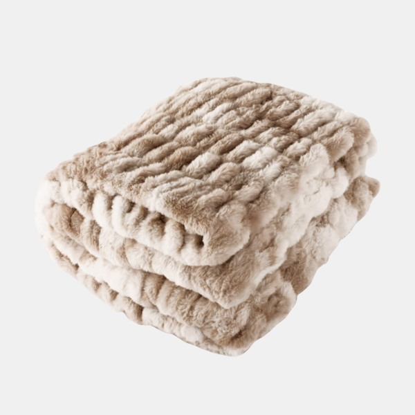 Couverture en Fausse Fourrure de Lapin pour Lit – Plaid Doux et Luxueux en Peluche Équipement de camping et de randonnée Electro Paris Chameau 100x160cm