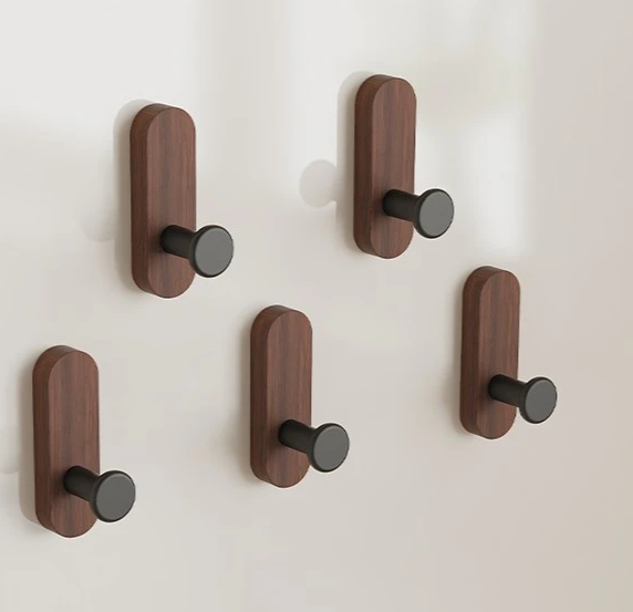 Crochets Muraux Auto-Adhésifs en Noyer – Design Scandinave pour Maison Crochets muraux Electro Paris Noir 5 Pièces