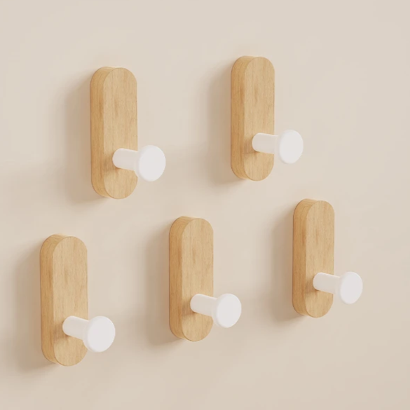 Crochets Muraux Auto-Adhésifs en Noyer – Design Scandinave pour Maison Crochets muraux Electro Paris Blanc 5 Pièces
