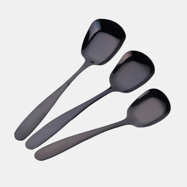 Cuillères de Cuisine 3-en-1 – Acier Inoxydable, Fond Plat et Stable Ladles Electro Paris Noir