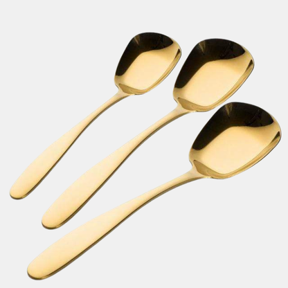 Cuillères de Cuisine 3-en-1 – Acier Inoxydable, Fond Plat et Stable Ladles Electro Paris Or