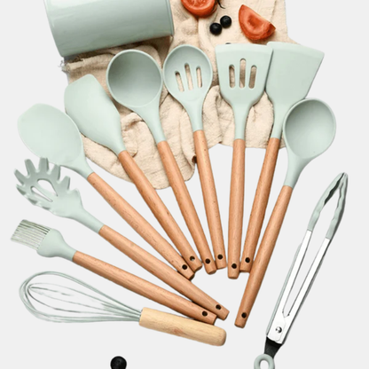 Ustensiles de Cuisine en Silicone Sans BPA – Praticité et Élégance pour Votre Cuisine Ustensiles de cuisine Electro Paris Ensemble de 11 Pièces Menthe