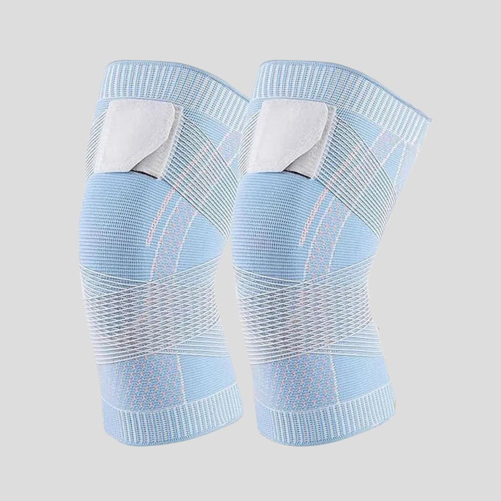 Manchon de Compression Réglable pour Genou – Bande de Soutien avec Sangle Sécurisée Brace Electro Paris Bleu ciel S