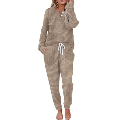 Ensemble De Vêtements D’Intérieur Pour Femme Avec Fermeture À Boutons Loungewear Set Electro Paris Khaki S