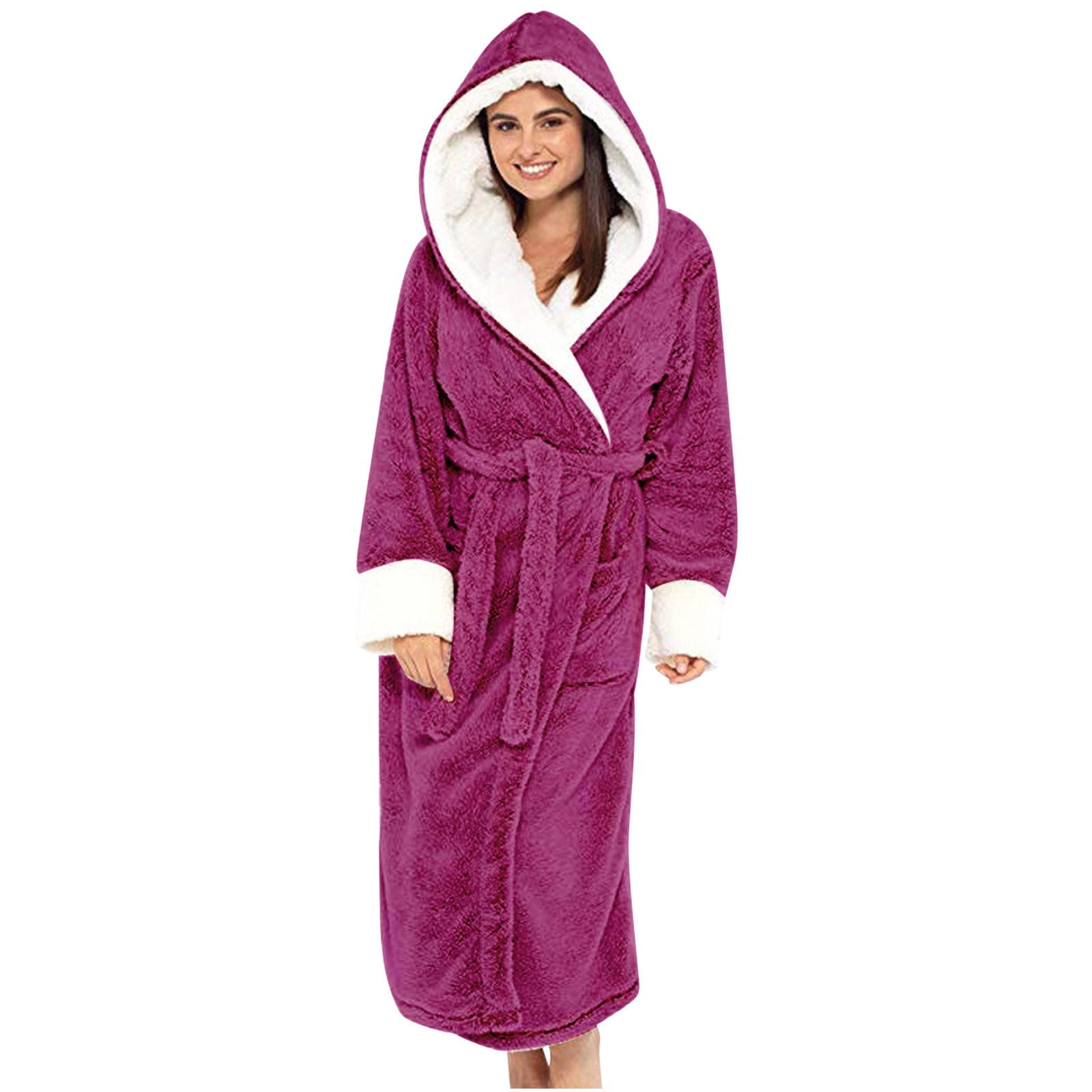 Veste Polaire Douillette À Capuche Pour Femme Bath robe Electro Paris Magenta S