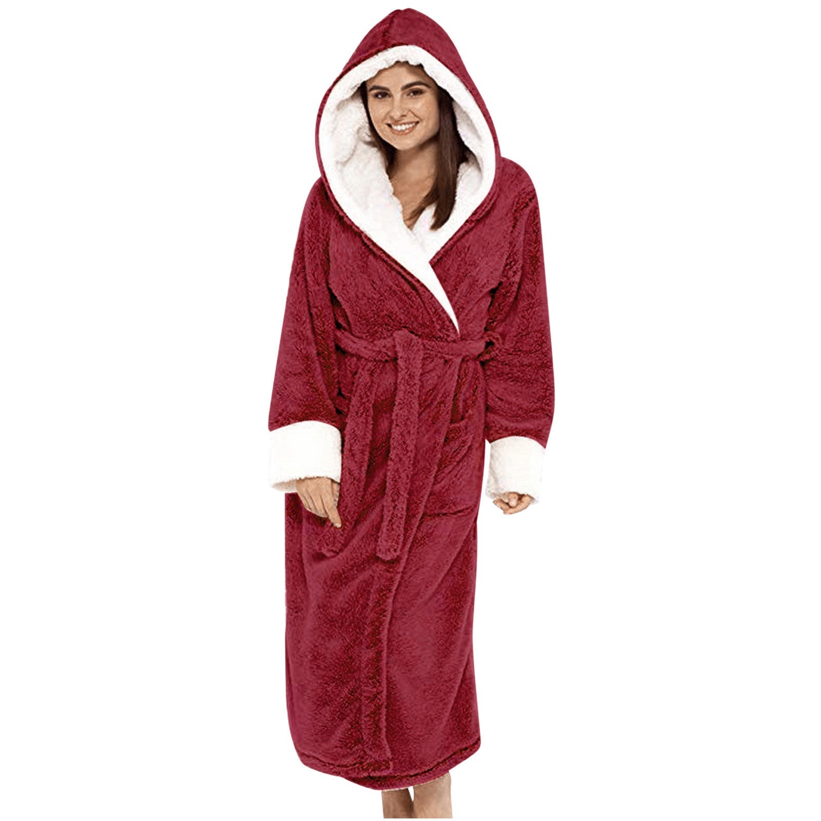 Veste Polaire Douillette À Capuche Pour Femme Bath robe Electro Paris Rouge S