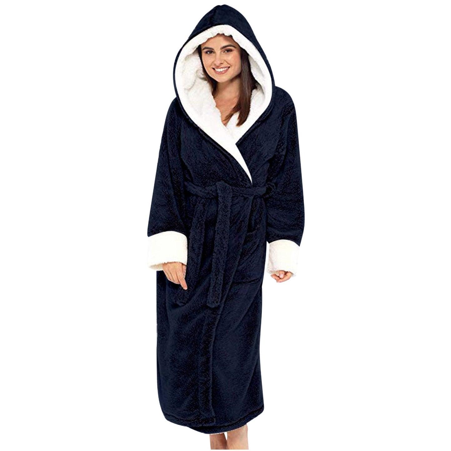 Veste Polaire Douillette À Capuche Pour Femme Bath robe Electro Paris Bleu foncé S