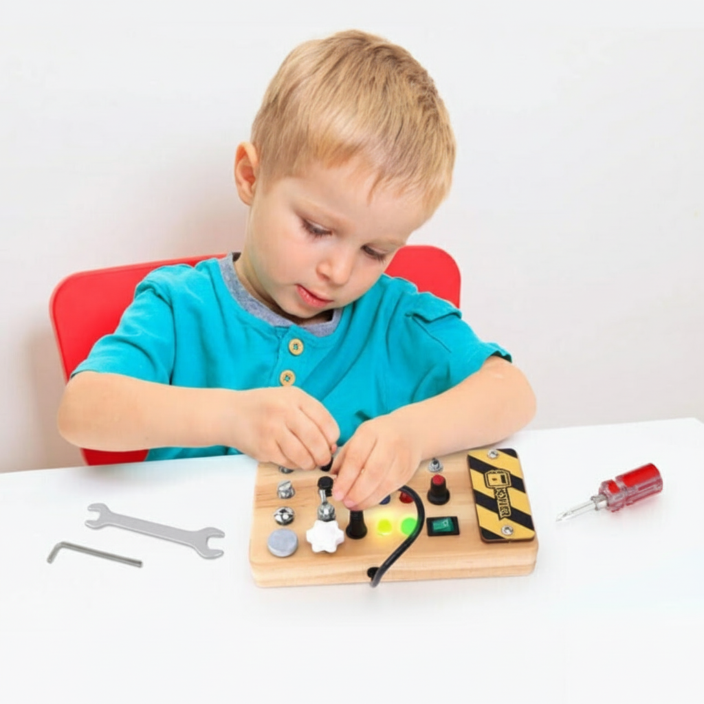 Table d’Activités Montessori En Bois Avec 8 Interrupteurs LED Pour Développement Sensoriel Et Jouet De Voyage Pour Enfants À Partir De 1 An Toys & Games Electro Paris