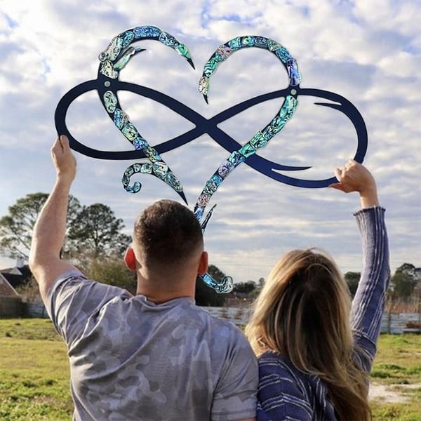 Art Mural Cœur Infini en Métal – Sculpture Romantique en Fer pour Chambre Art mural Electro Paris Saphir 20cm x 25cm