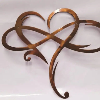 Art Mural Cœur Infini en Métal – Sculpture Romantique en Fer pour Chambre Art mural Electro Paris Marron 20cm x 25cm