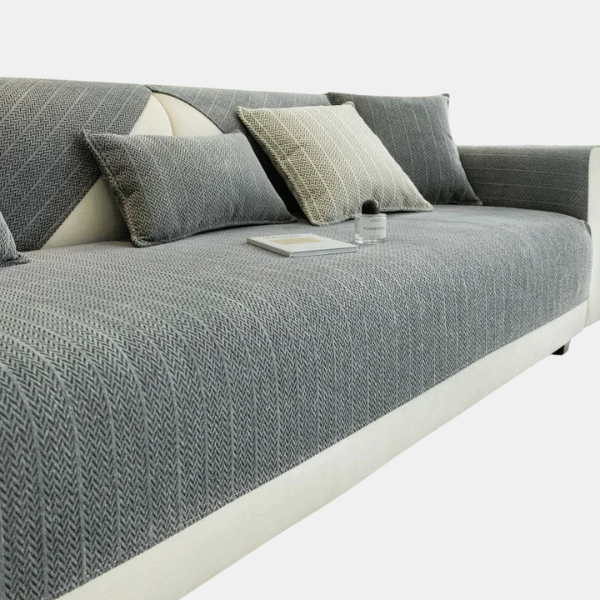 Housse de Canapé en Chenille Douce – Motif Chevron pour une Protection Élégante du Mobilier Sofa Cover Electro Paris Gris Foncé 70x70cm