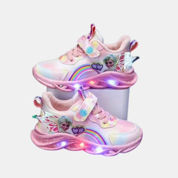 Chaussures LED Paillettes Arc-en-Ciel – Baskets Amusantes Lumineuses Pour Enfants Actifs Shoes Electro Paris Rose A 22- 13 cm