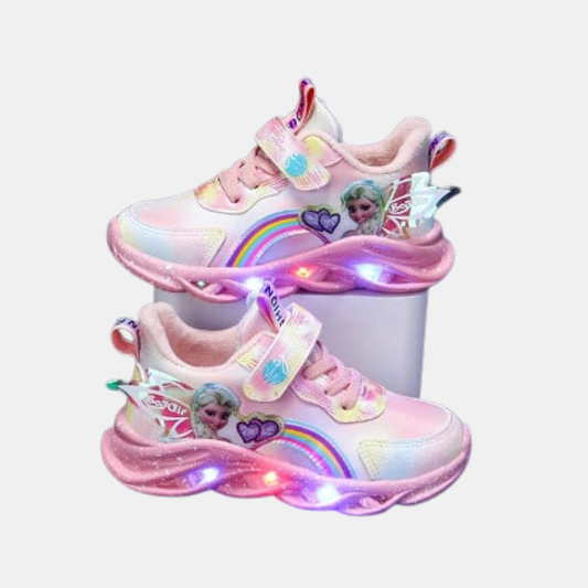 Chaussures LED Paillettes Arc-en-Ciel – Baskets Amusantes Lumineuses Pour Enfants Actifs Shoes Electro Paris Rose A 22- 13 cm