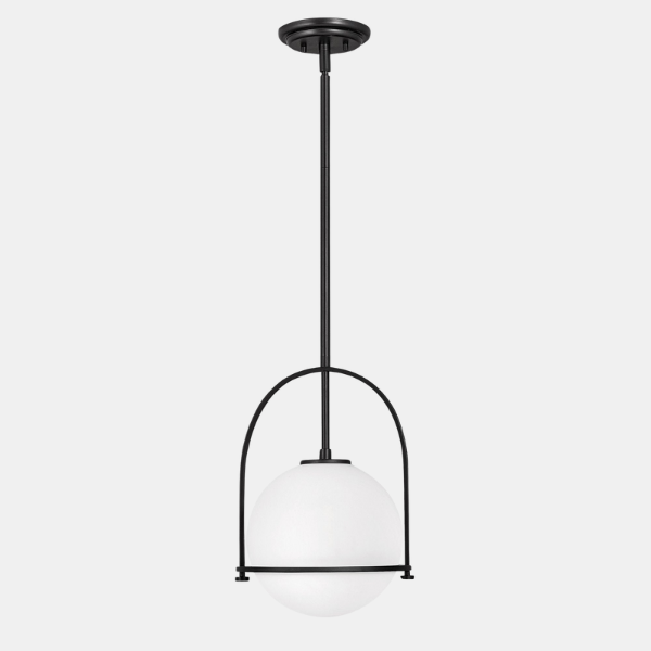 Plafonnier Boule en Verre Laiteux Nordique – Éclairage Moderne à Lumière Douce Ceiling Light Electro Paris Noire 29.21cm