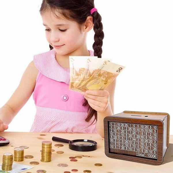 Tirelire en Bois Classique – Solution de Caisse d’Épargne Sécurisée et Décorative DIY Electro Paris