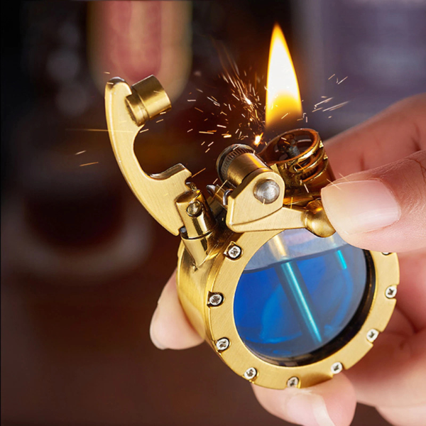 Briquet à Kérosène Antique – Design Vintage avec Fenêtre de Contrôle Flame lighter Electro Paris