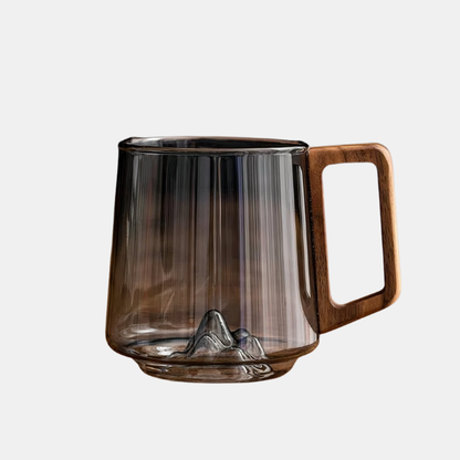 Tasse à Café en Verre Fumé Artisanale avec Manche en Noyer Kitchen Accessories Electro Paris Verre fumé / Poignée en bois