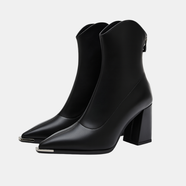 Bottes Élégantes pour Femme avec Embout Chrome – Design Cuir Élégant Boots Electro Paris Noir 35