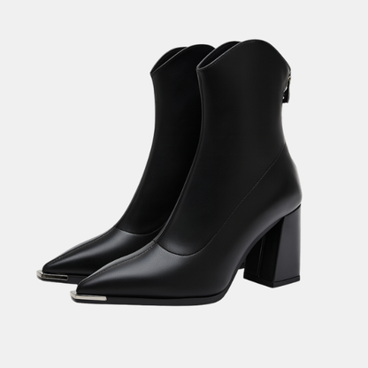Bottes Élégantes pour Femme avec Embout Chrome – Design Cuir Élégant Boots Electro Paris Noir 35