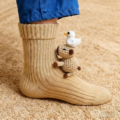 Chaussettes Câlin d’Animaux au Crochet – Motifs Animaliers 3D Ludiques avec Chaleur Douillette d’Hiver Socks Electro Paris