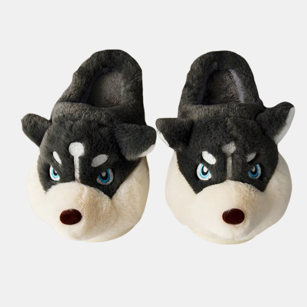 Chaussons Husky Câlins – Adorables Chaussons D’intérieur Chauds Pour Un Confort À La Maison Slippers Electro Paris Gris foncé 36-37