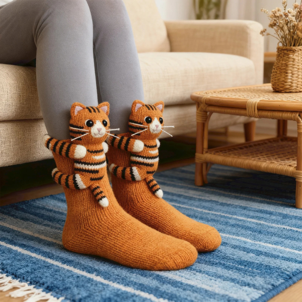 Chaussettes Câlin d’Animaux au Crochet – Motifs Animaliers 3D Ludiques avec Chaleur Douillette d’Hiver Socks Electro Paris