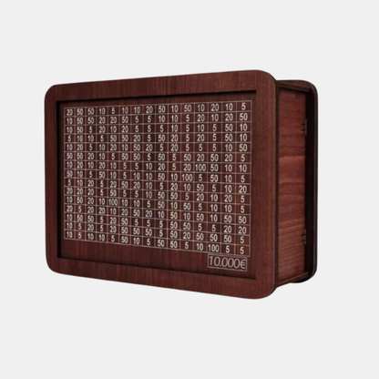 Tirelire Euro en Bois – Design Gravé Élégant pour un Stockage Sécurisé de l’Argent Home Electro Paris 10000€ Brun