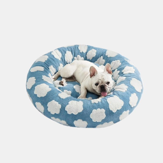 Panier Orthopédique pour Animaux avec Motif Floral Élégant à Damier Pet Beds & Cushions Electro Paris Bleu S