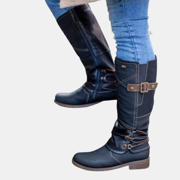 Bottes Vintage en Cuir pour Femme avec Fermeture Éclair Latérale Boots Electro Paris Noir 35