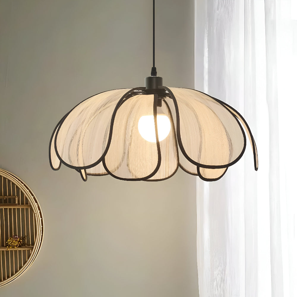 Lampe Suspendue Élégante en Rotin Noir et Naturel – Design Wabi Sabi pour une Décoration Authentique