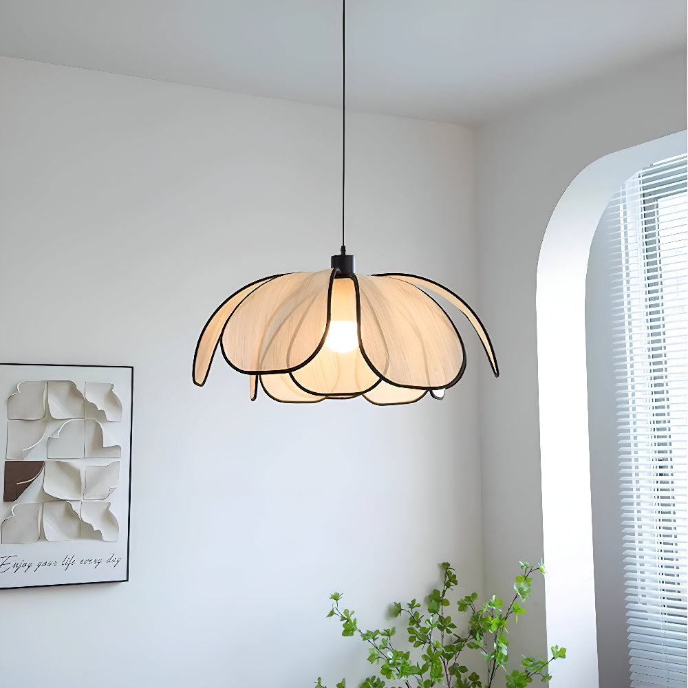 Lampe Suspendue Élégante en Rotin Noir et Naturel – Design Wabi Sabi pour une Décoration Authentique