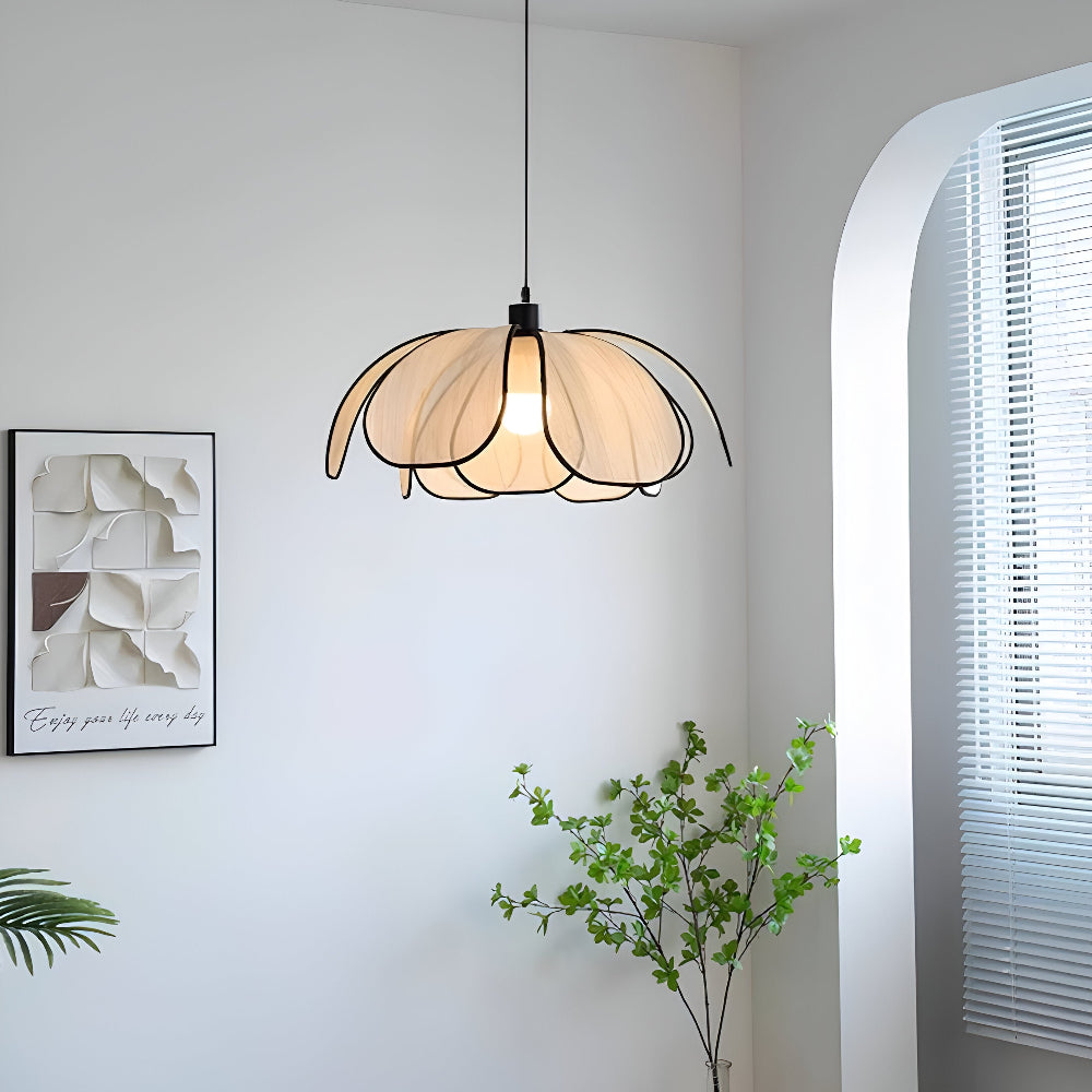 Lampe Suspendue Élégante en Rotin Noir et Naturel – Design Wabi Sabi pour une Décoration Authentique