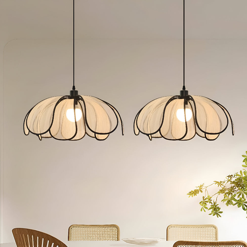 Lampe Suspendue Élégante en Rotin Noir et Naturel – Design Wabi Sabi pour une Décoration Authentique