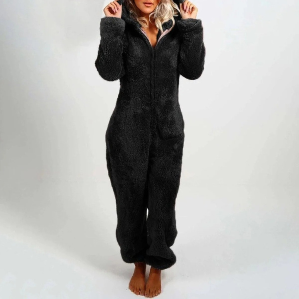 Ensemble Cocooning Zippé en Polaire – Confort Doux et Chaleureux Fashion Women Onesie All-year Electro Paris Noir S