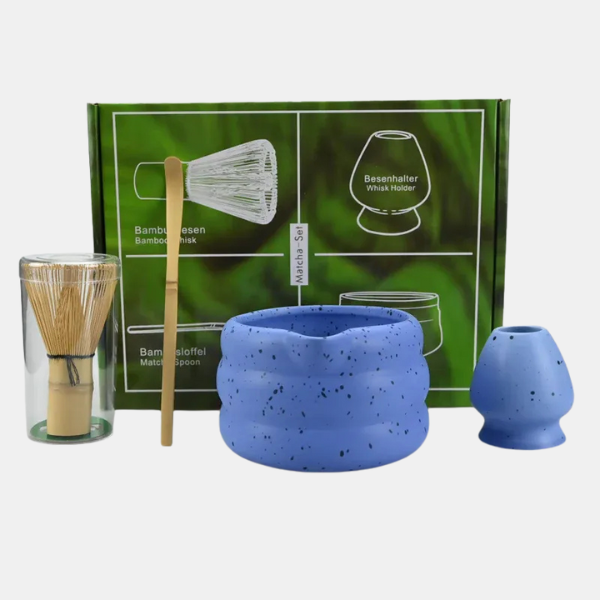 Ensemble Matcha Complet 4 Pièces – Bol, Fouet et Accessoires pour une Préparation Authentique du Thé Zestawy Matcha Electro Paris Bleu Ensemble de quatre pièces