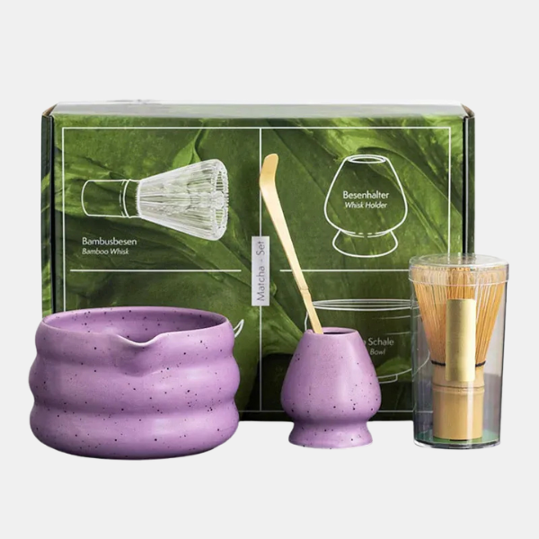 Ensemble Matcha Complet 4 Pièces – Bol, Fouet et Accessoires pour une Préparation Authentique du Thé Zestawy Matcha Electro Paris Violet Ensemble de quatre pièces
