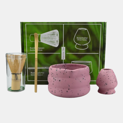 Ensemble Matcha Complet 4 Pièces – Bol, Fouet et Accessoires pour une Préparation Authentique du Thé Zestawy Matcha Electro Paris Rose Ensemble de quatre pièces