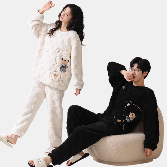 Ensemble Nuit Assorti pour Couples – Flanelle Chaude Couple Sleepwear Electro Paris M M