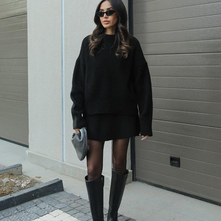 Ensemble en Laine Femme Élégant – Pull Oversize et Jupe Douce pour un Look Automnal Chic Vêtements pour femmes Electro Paris