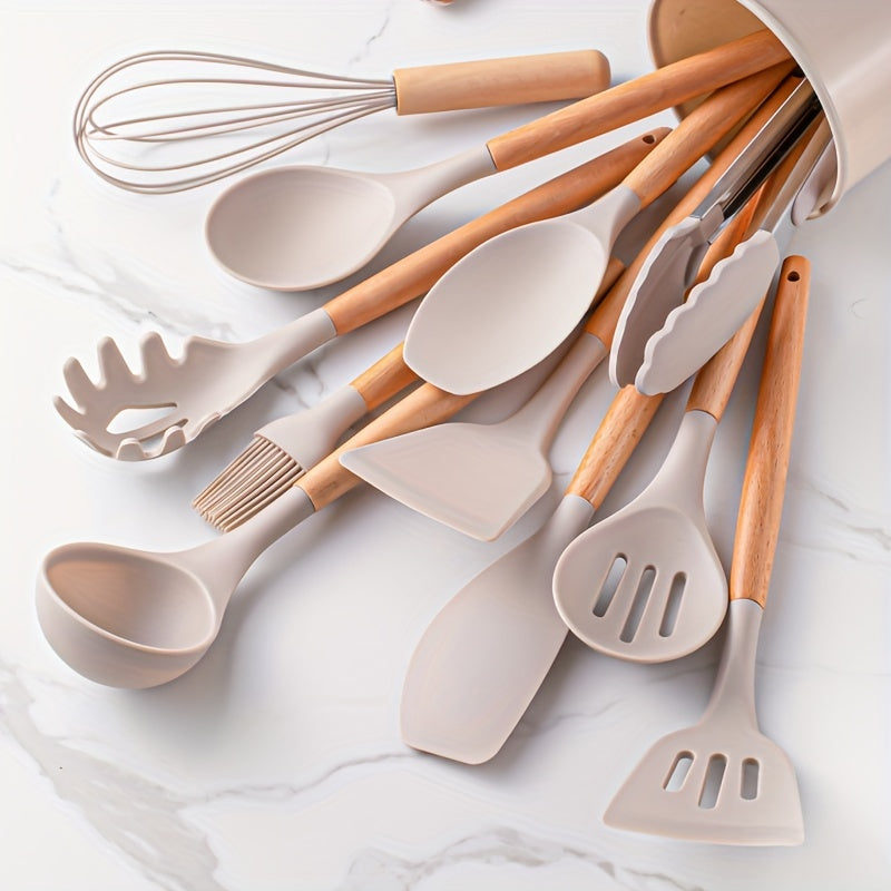 Ensemble d'Ustensiles de Cuisine en Silicone - 12 Pièces Pratiques et Élégants Ustensiles de cuisine Electro Paris