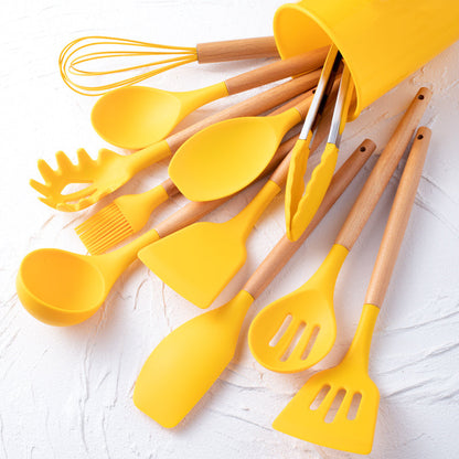 Ensemble d'Ustensiles de Cuisine en Silicone - 12 Pièces Pratiques et Élégants Ustensiles de cuisine Electro Paris Jaune citron