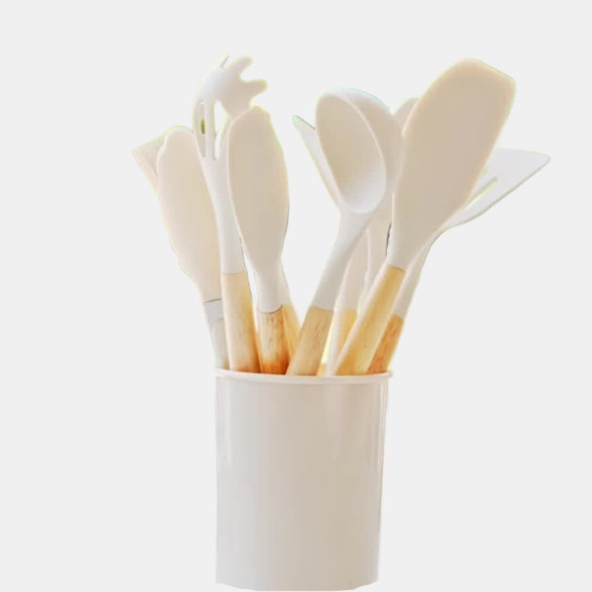 Ensemble d'Ustensiles de Cuisine en Silicone - 12 Pièces Pratiques et Élégants Ustensiles de cuisine Electro Paris Caqui