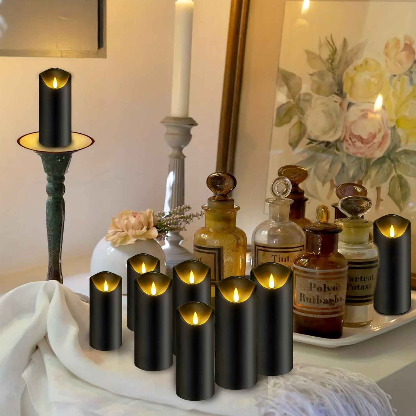 Ensemble de 5 Bougies LED Noires Sans Flamme – Décoration Intérieure Élégante Bougies LED Electro Paris