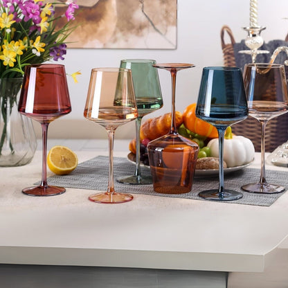 Ensemble de 6 Verre à Pied Artisanaux Colorés – Élégance pour Dîner Verres à vin Electro Paris