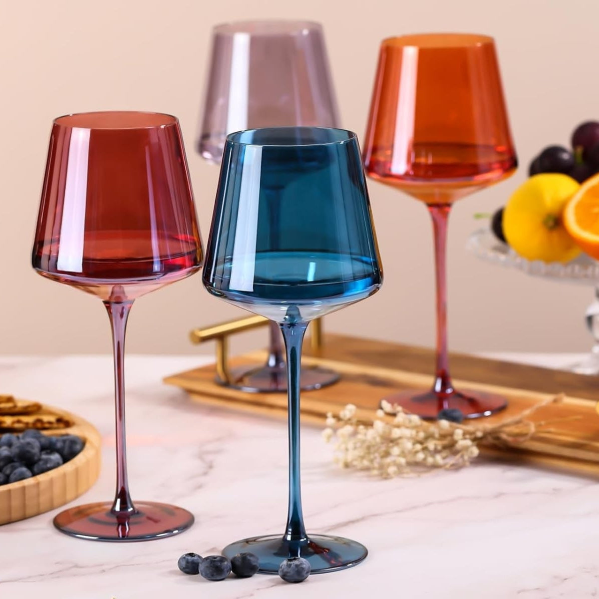 Ensemble de 6 Verre à Pied Artisanaux Colorés – Élégance pour Dîner Verres à vin Electro Paris