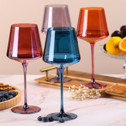 Ensemble de 6 Verre à Pied Artisanaux Colorés – Élégance pour Dîner Verres à vin Electro Paris