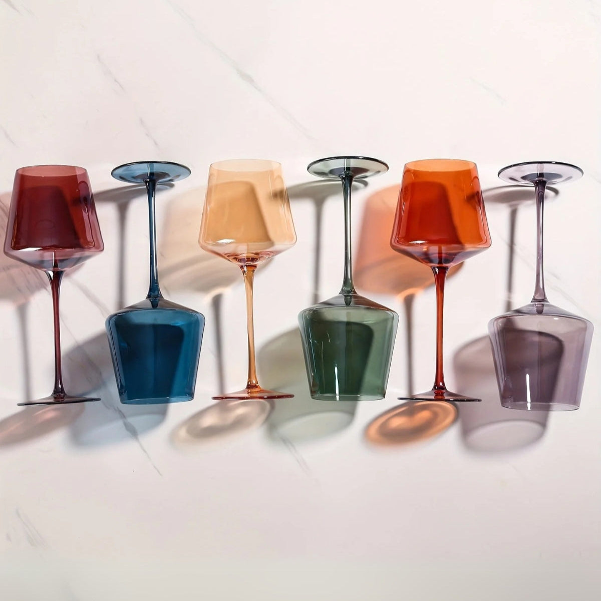 Ensemble de 6 Verre à Pied Artisanaux Colorés – Élégance pour Dîner Verres à vin Electro Paris
