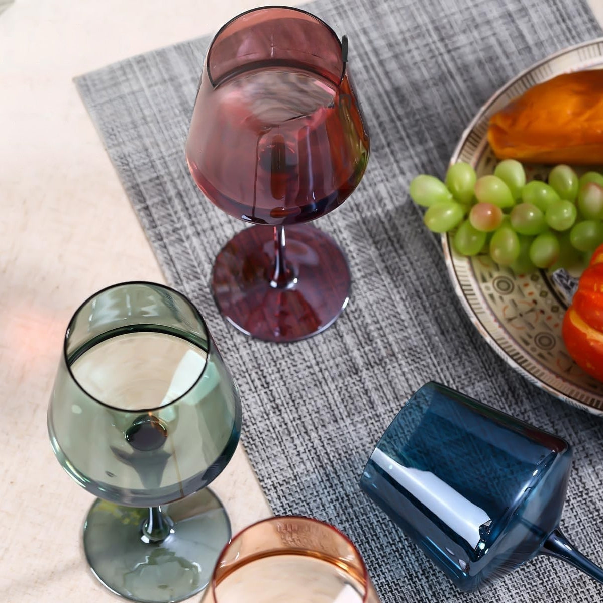 Ensemble de 6 Verre à Pied Artisanaux Colorés – Élégance pour Dîner Verres à vin Electro Paris