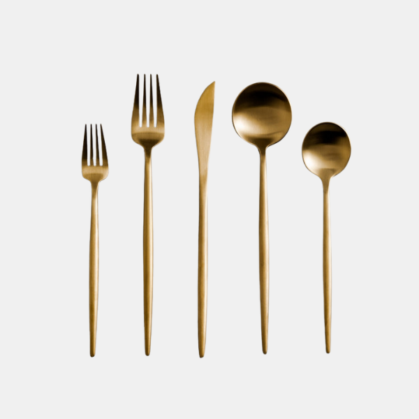 Ensemble de Couverts Moderne pour Table à Manger Couverts Electro Paris Or Mat Ensemble de 4 personnes (20 pièces)