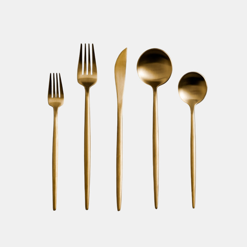 Ensemble de Couverts de Table en Acier Inoxydable – Design Minimaliste 20 Pièces Couverts Electro Paris Or mat